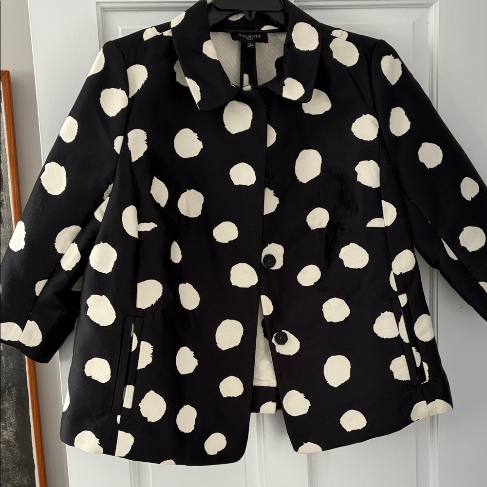 Talbots Black and White Polka Dot Blazer